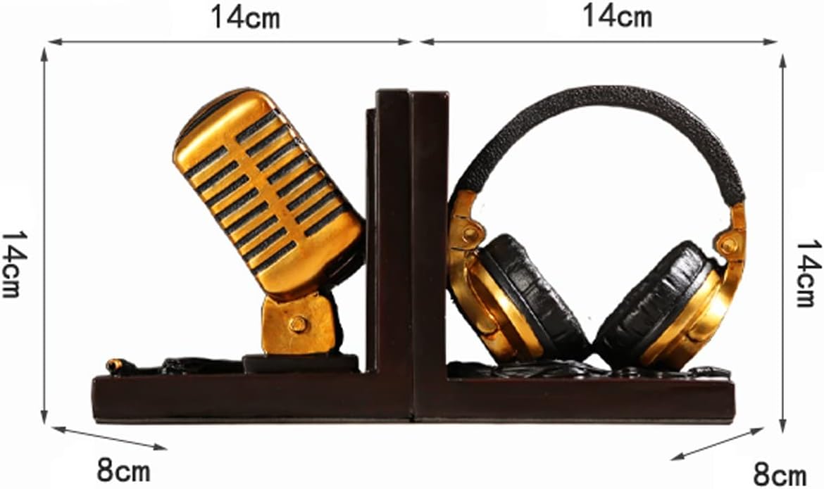 2Pcs Microphone Earphone Decorative Bookends | Music Enthusiast Decoration