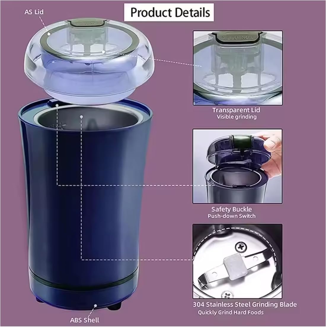 200W Stainless Steel Mixer Grinder for Masala & Herbs