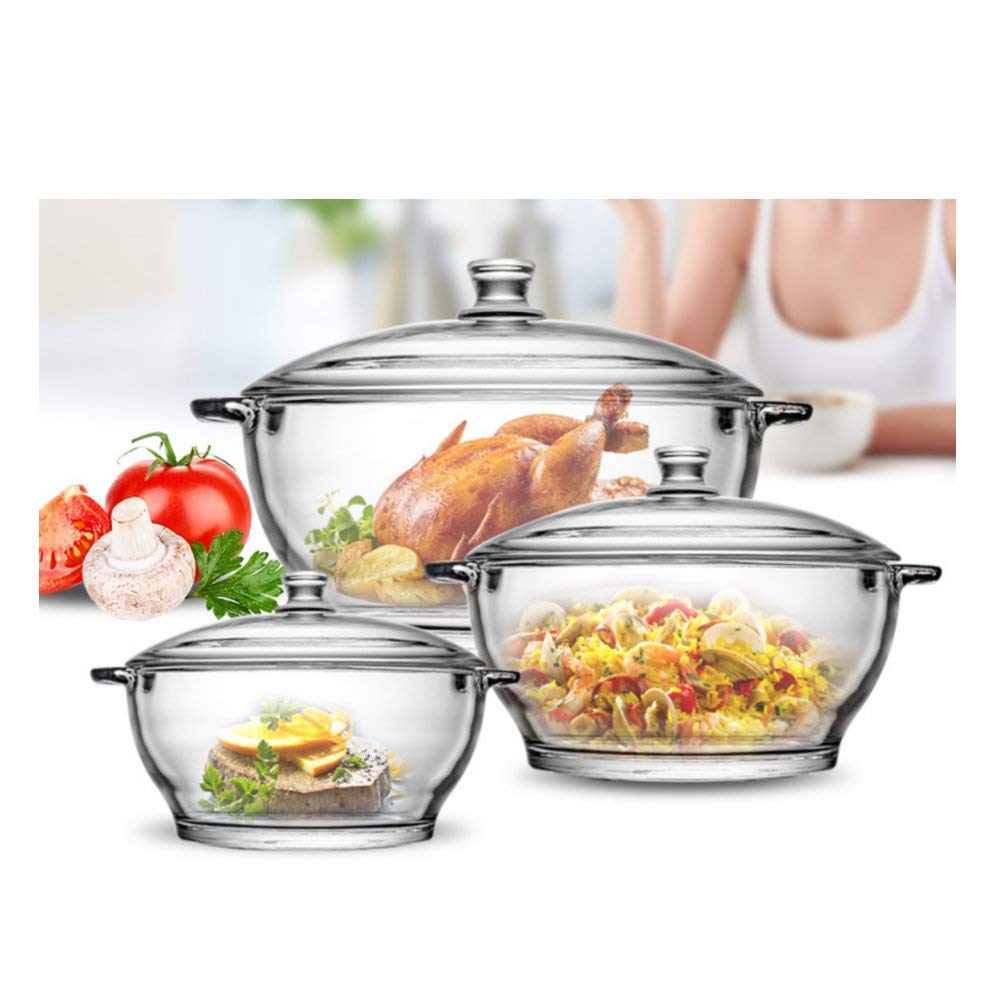 1000 ML, 1500 ML and 2500 ML Toughened Glass Microwave Dishwasher Safe Pot Serving Bowl