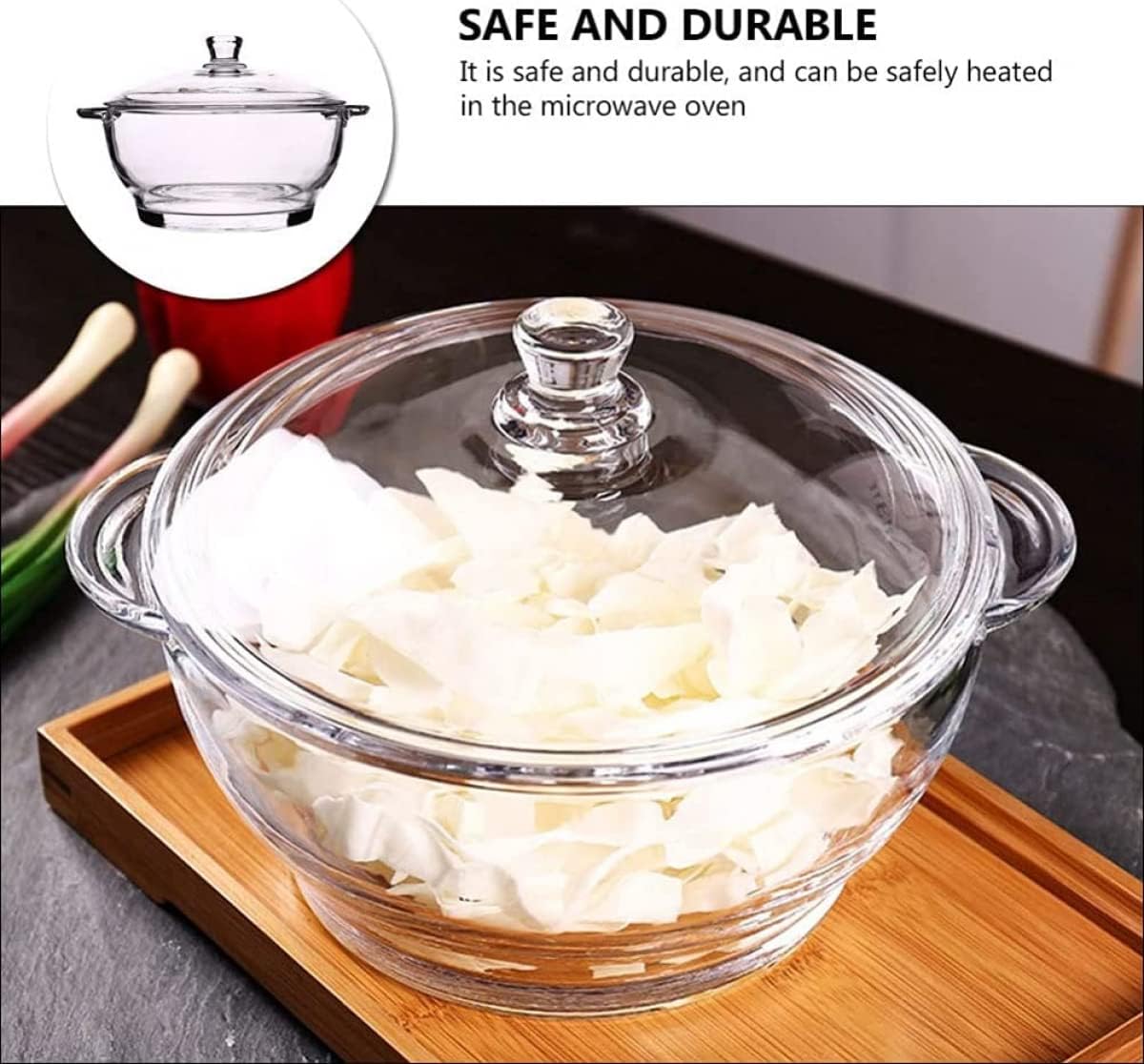 1000 ML, 1500 ML and 2500 ML Toughened Glass Microwave Dishwasher Safe Pot Serving Bowl