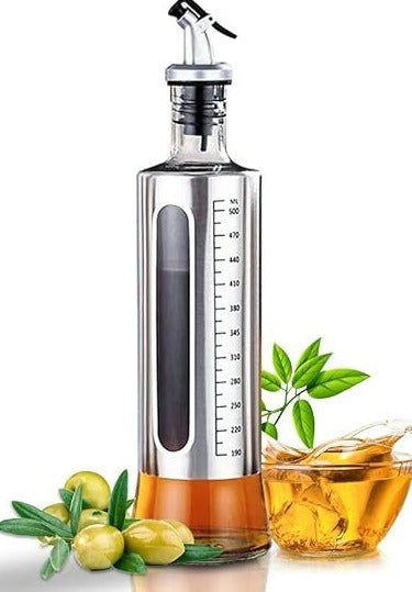 500ML Stainless Steel Transparent Glass Oil Pot Leak-proof