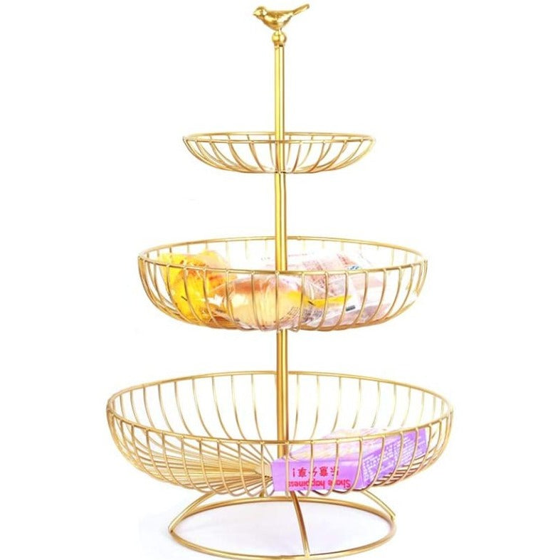 3-Tier Fruit Basket Bowl Metal Wire