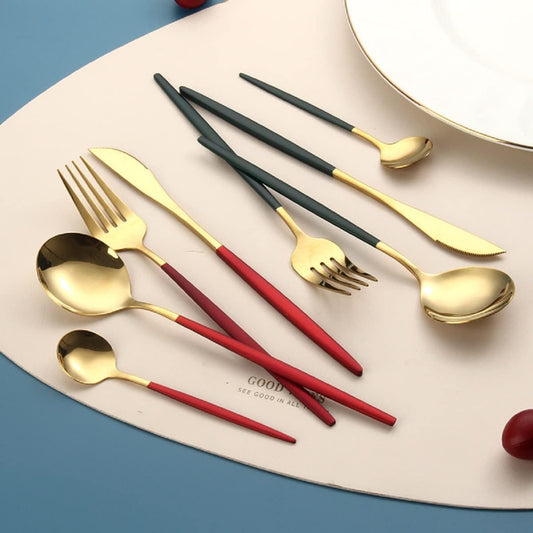24 Pcs Cutlery with a Stainless Steel Fork, Spoon and Knife Set