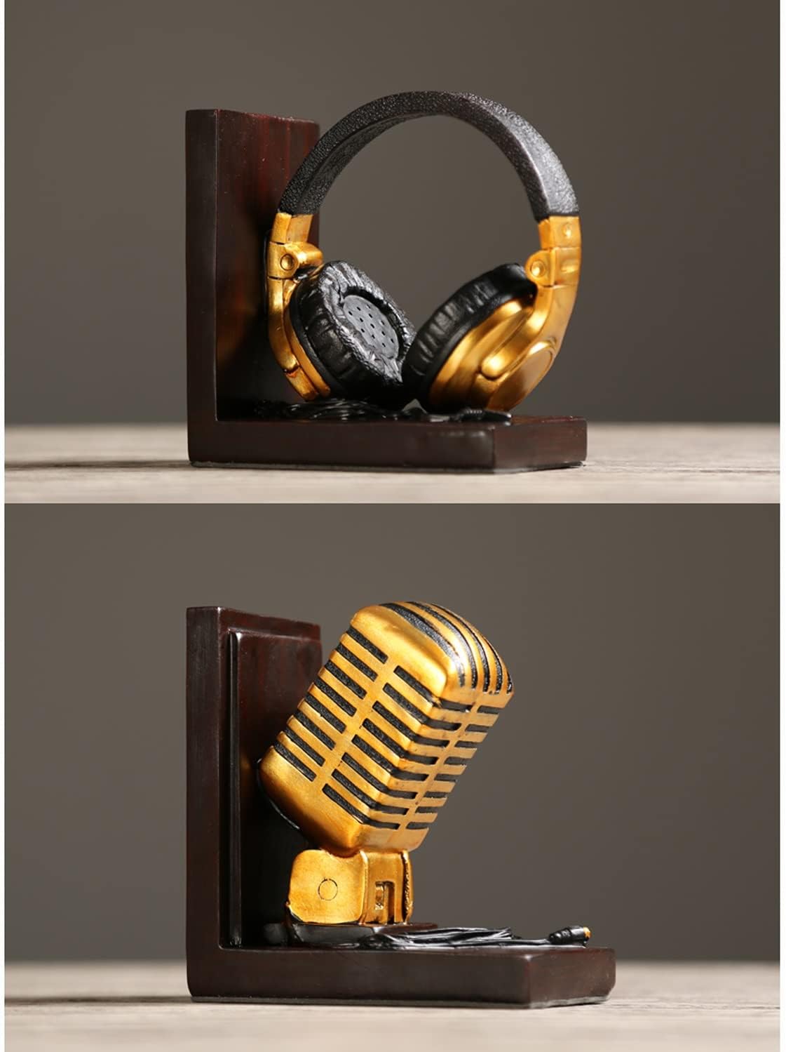 2Pcs Microphone Earphone Decorative Bookends | Music Enthusiast Decoration