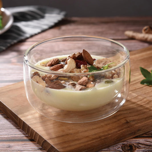 2Pcs Cereal Bowl Dessert Glass Bowl Set 350 ml