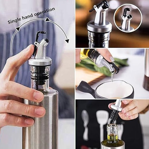 500ML Stainless Steel Transparent Glass Oil Pot Leak-proof