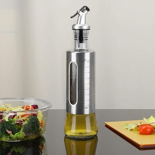 500ML Stainless Steel Transparent Glass Oil Pot Leak-proof