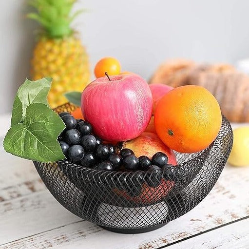 Double Wall Metal Mesh Decorative Fruit Bowl Basket