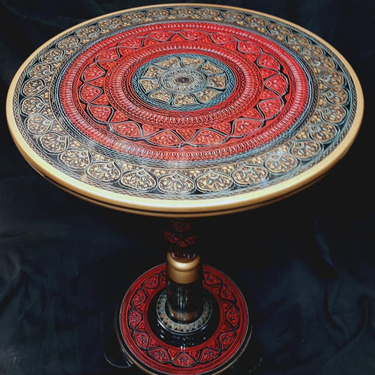 Reddish Golden Lacquer Art Coffee Table
